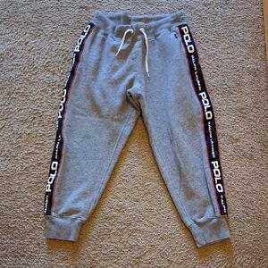 Polo by Ralph Lauren Blue Label Girls Gray Sweatpants with Logo Stripes
